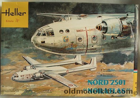 Heller 1/72 Nord 2501 Noratlas Bagged - 3 French / Luftwaffe / Portuguese / Greek Air Forces, 803 plastic model kit